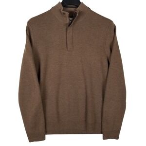 John W Nordstrom Mens Brown 100%‎ Italian Merino Wool Quarter Zip Sweater Large